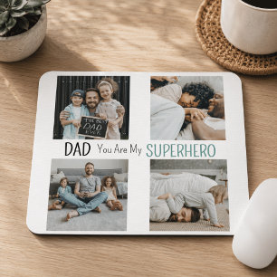 Modern Dad You Are My Superhero Photo Collage Mouse Pad