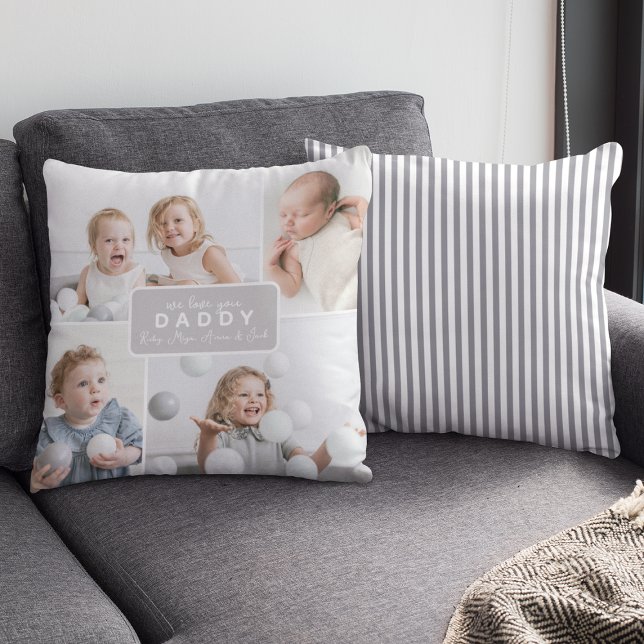 Modern Daddy 4 Photo Gray Cushion (Creator Uploaded)