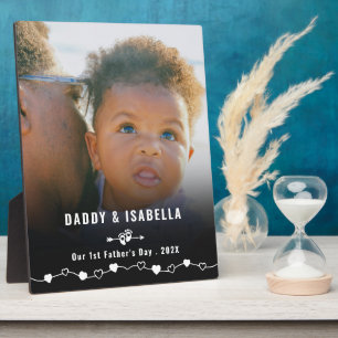 Modern Daddy and Baby 1st Fathers Day Photo Plaque