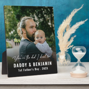 Modern Daddy and Baby 1st Fathers Day Photo Plaque