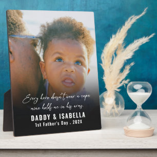 Modern Daddy and Baby 1st Fathers Day Photo Plaque