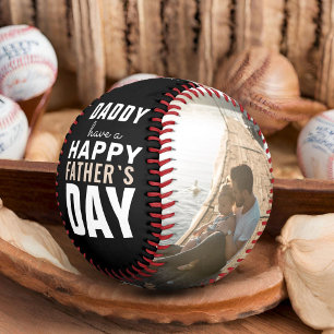Modern Daddy Happy Father`s Day 2 Photo Collage Baseball