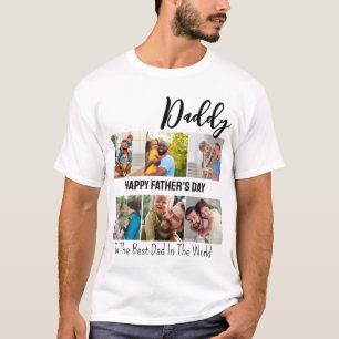 Modern Daddy Happy Fathers Day 6 Photo Collage T-Shirt
