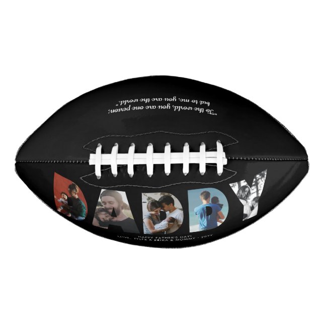 Modern DADDY Photo Black Happy Father's Day Football (Front)