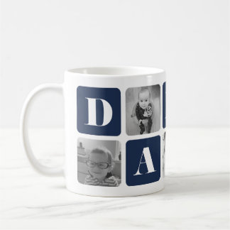 Modern Daddy Photo Collage Basic White Mug