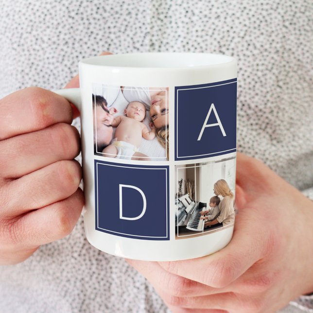 Modern Daddy Photo Collage Custom Giant Coffee Mug (Creator Uploaded)