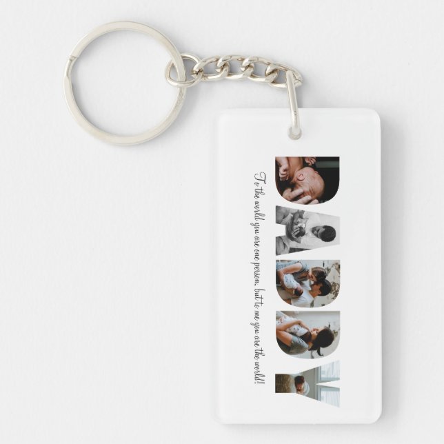 Modern Daddy Photo Collage, Father Gift Keepsake Key Ring (Front)