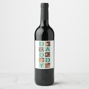 Modern Daddy Photo Collage Wine Bottle Label