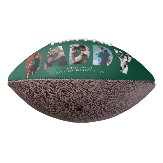 Modern DADDY Photo Forest Green Happy Father's Day Football (Rotated 270)