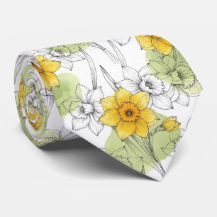 Modern Daffodil Botanical Pattern Tie