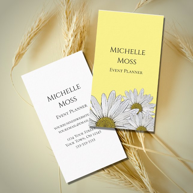 Modern Daisies Event Planner Botanical Yellow  Business Card (Creator Uploaded)