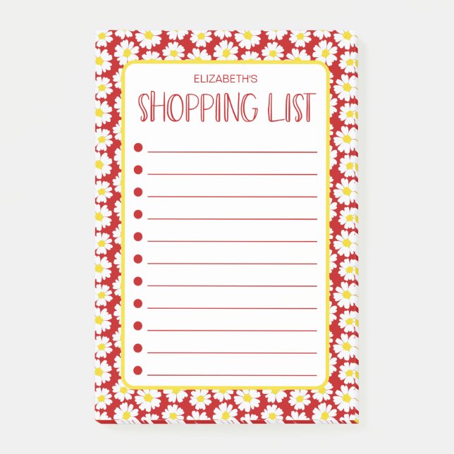 Modern Daisies Shopping List Post-it Notes (Front)