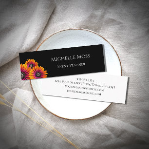 Modern Daisies Trendy Floral Black White Mini Business Card
