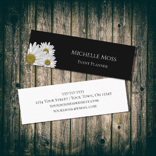 Modern Daisies Trendy Floral Black White Mini Business Card