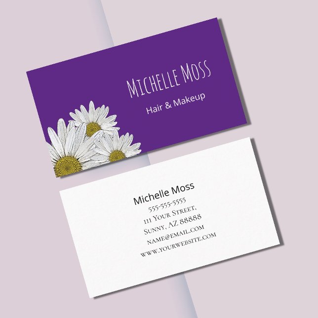 Modern Daisies Trendy Purple Botanical  Business Card (Creator Uploaded)