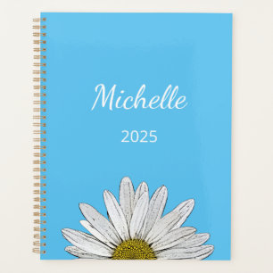 Modern Daisy 2025 Cute Script Floral Blue Planner