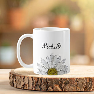 Modern Daisy Elegant Floral    Coffee Mug