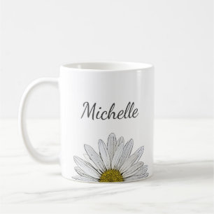 Modern Daisy Elegant Floral Personalised  Coffee Mug