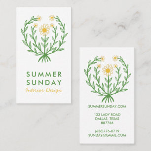 Modern Daisy Flower Logo CUSTOM Floral  Business Card