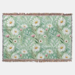 Modern Daisy Flowers Winter Throw Blanket