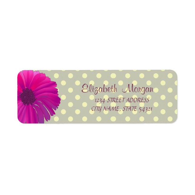 Modern, Daisy,Polka Dots Address Label Return Address Label (Front)