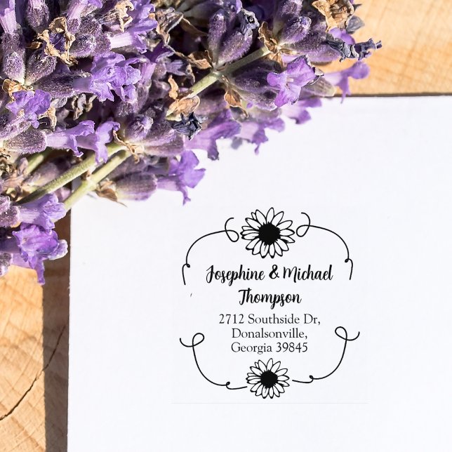 Modern Daisy Return Address  Rubber Stamp (Creator Uploaded)