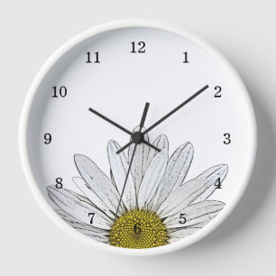 Modern Daisy Rustic Country Floral Clock