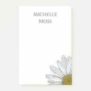 Modern Daisy Trendy Grey Typography   Post-it Notes