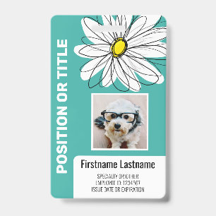 Modern Daisy with Photo, logo employee ID Badge