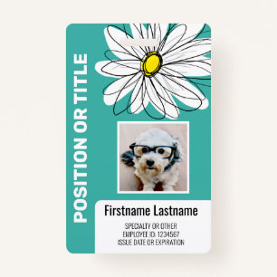 Modern Daisy with Photo, logo employee ID ID Badge