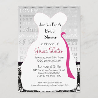 Modern Damask Bridal Shower Invitations