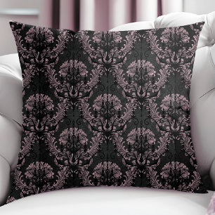 Modern Damask Chandelier Pattern On Black Cushion
