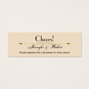 Modern Damask in Ivory Gold Wedding Drink Ticket