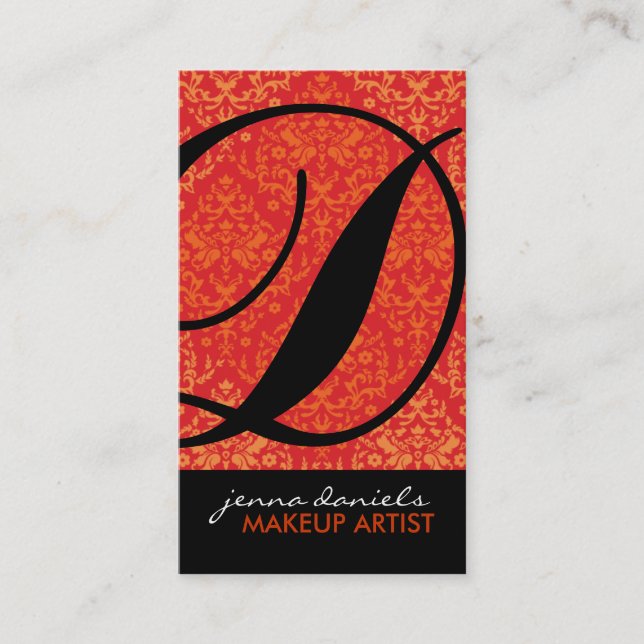 Modern Damask Monogram Business Cards (Front)