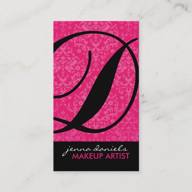 Modern Damask Monogram Business Cards (Front)