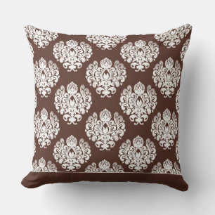 Modern Damask Pattern Pillow Brown CH9