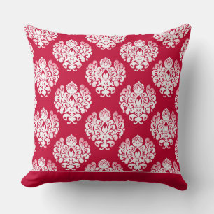 Modern Damask Pattern Pillow Red CH9
