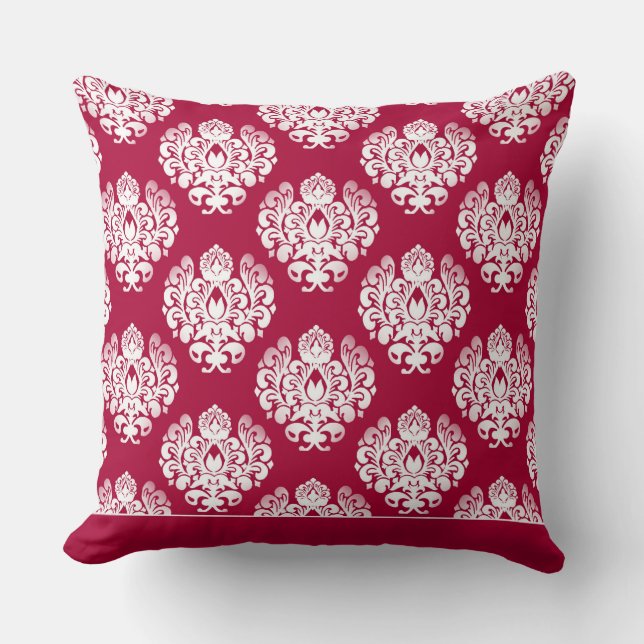 Modern Damask Pattern Pillow Red CH9 (Front)