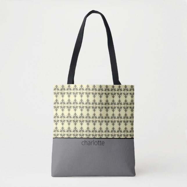 Modern Damask Pattern Tote Bag (Front)