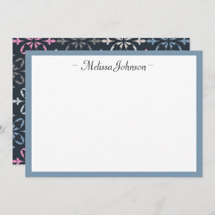 Modern Damask Pink and Navy Personalised Card