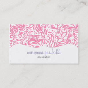 Modern Damask Pink Personalised Business Card