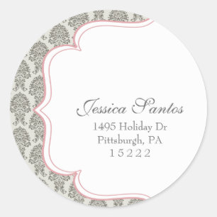 modern damask return address seal (label)