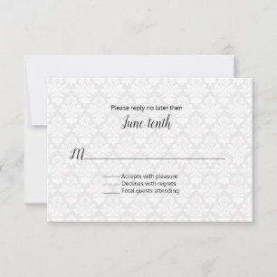 Modern Damask Wedding RSVP Card