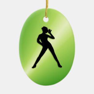 Modern Dance Green Ceramic Ornament