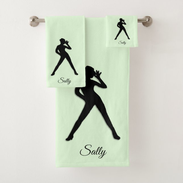 Modern Dance Pastel Green Bath Towel Set (Insitu)