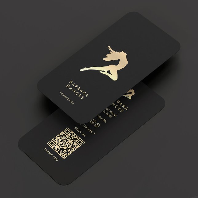 Modern Dancer Elegant Black Gold Choreographer Business Card (Modern Dancer Elegant Black Gold Choreographer Business Card
)