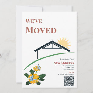 Modern Dandelion Butterflies We've Moved QR Code  Card