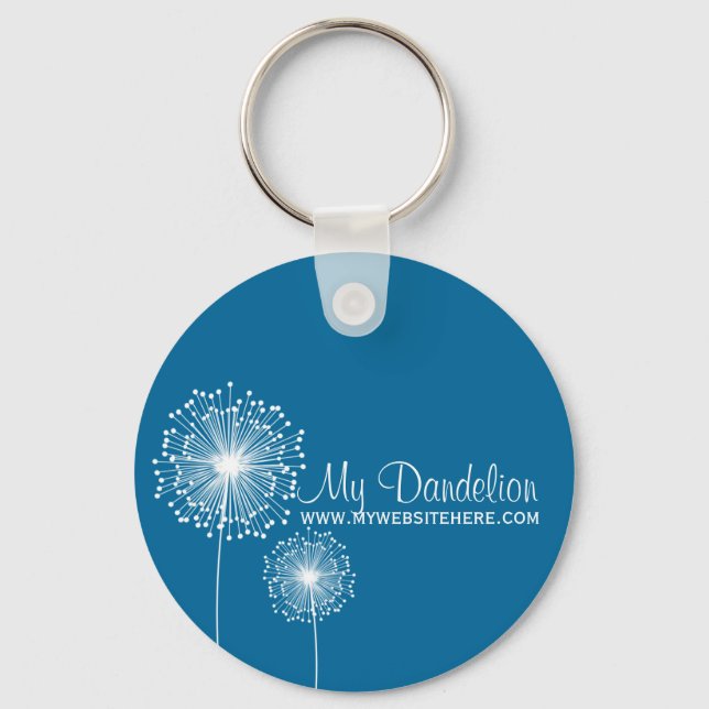 Modern Dandelion Flower CUSTOM COLOR Keychain (Front)