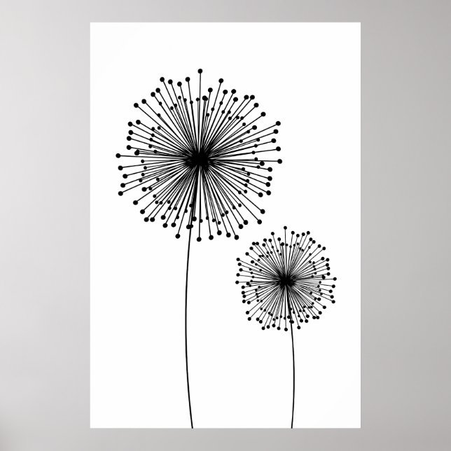 Modern Dandelion Flower CUSTOM COLOR Poster (Front)