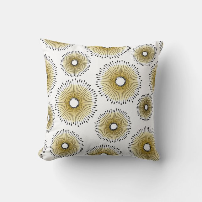 Modern Dandelion Flower Pattern in Butter Yellow Cushion (Front)